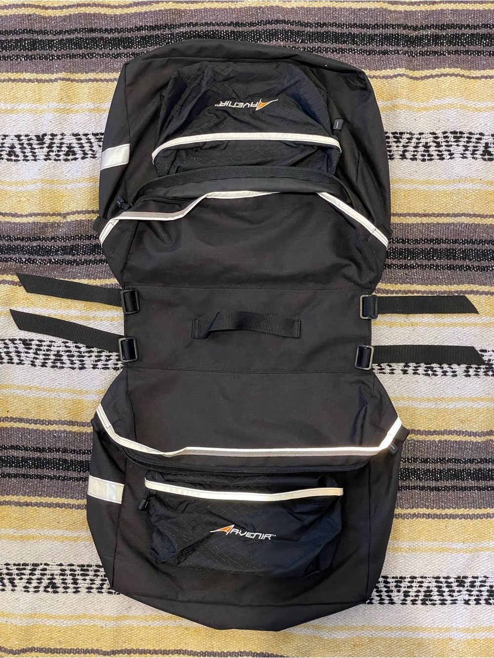 Avenir Rear Double Pannier Set Black Nylon Reflective Bicycle Bike Rack Bag 40L